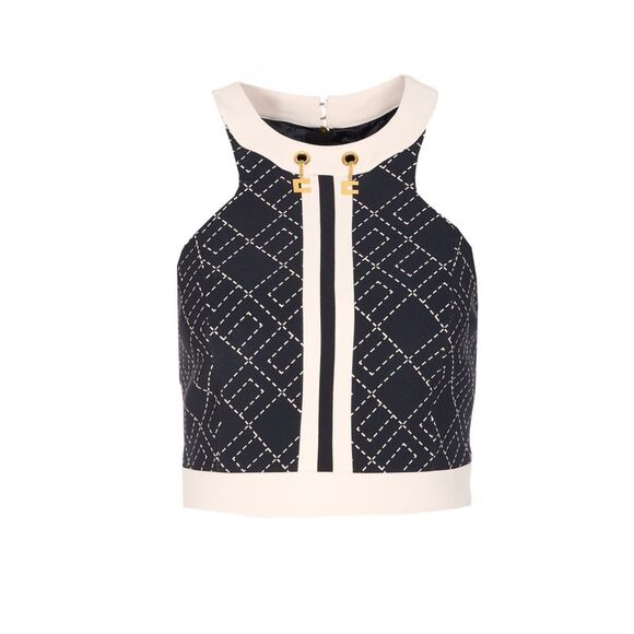 Elisabetta Franchi Women Double Crepe Bicolor Top